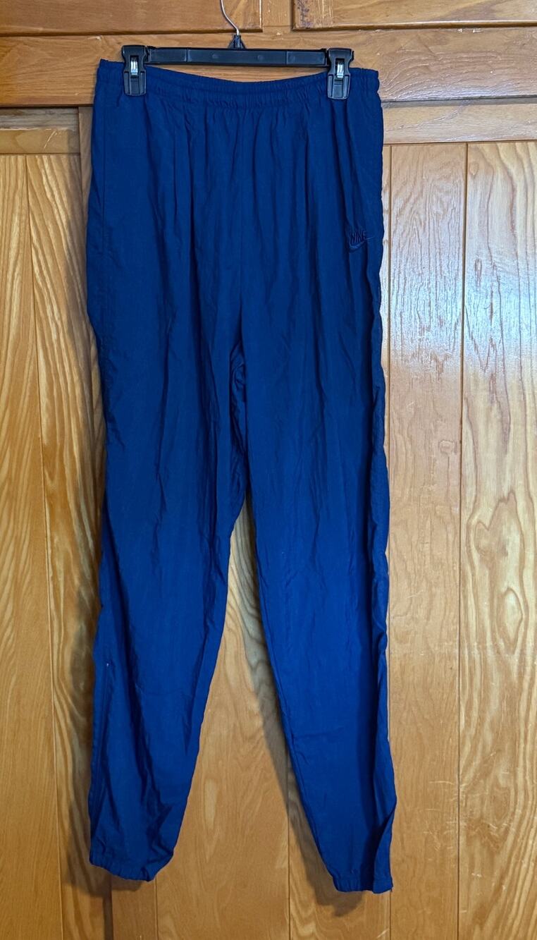 Vintage Nike Navy Blue Nylon Windbreaker Track Pants Youth XL